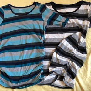 Motherhood Maternity M Striped Side Ruched T-shirt